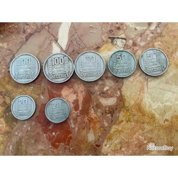 lot de 7 pieces Francs Algerie