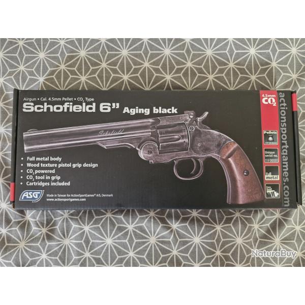 Revolver  plombs 6" ASG Schofield noir vieilli 4.5 mm