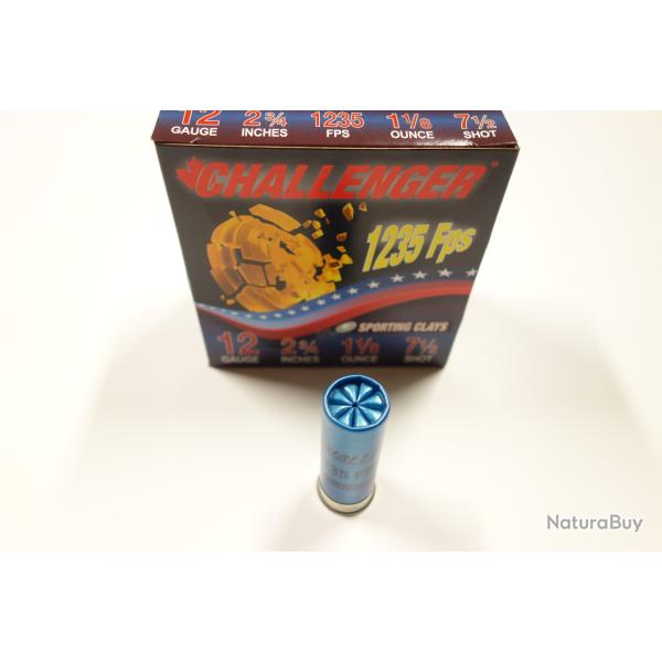 DSTOCKAGE LOT DE 100 CARTOUCHES  CHALLENGER SPORTING CLAYS CAL 12X70 32GR PLOMB 7/5  1235Fps