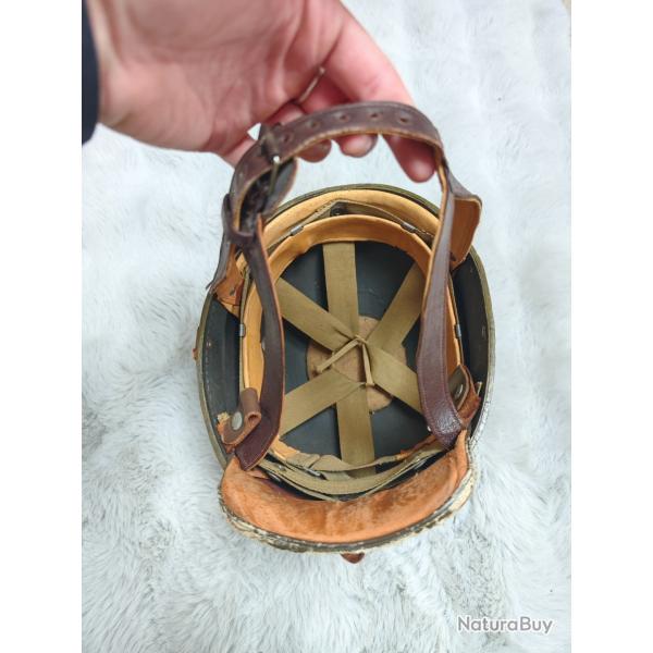 Casque de char franais M-51 - Kaki composite, complet avec coiffe cuir