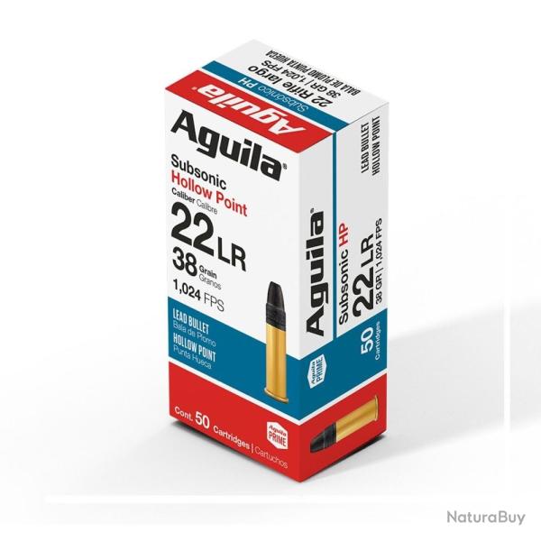 CARTOUCHE AGUILA SUBSONIC HOLLOAW POINT CALIBRE 22LR 38GR X50