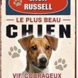 Plaque m&eacute;tal chien Jack Russell LOVERGREEN