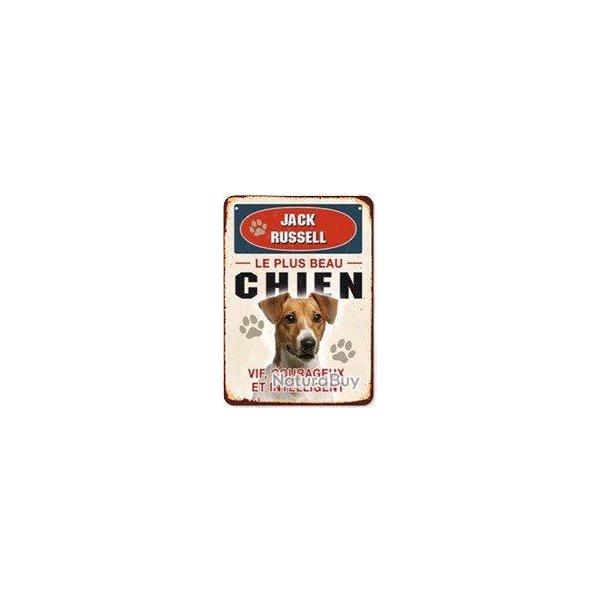 Plaque m�tal chien Jack Russell LOVERGREEN