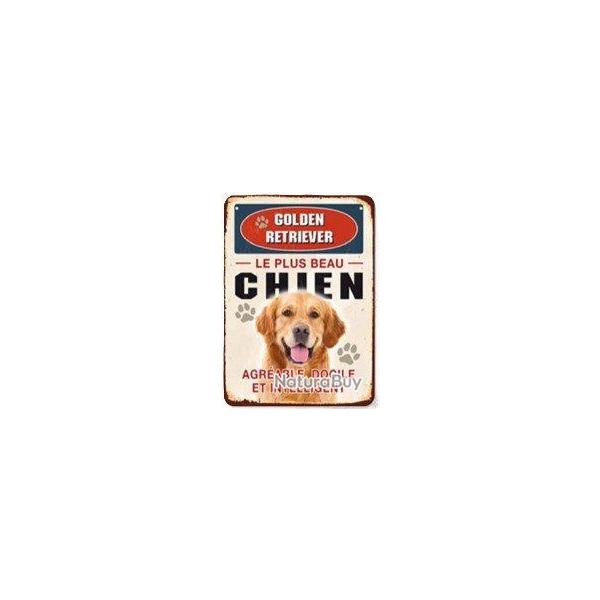 Plaque m�tal chien Golden Retriever LOVERGREEN