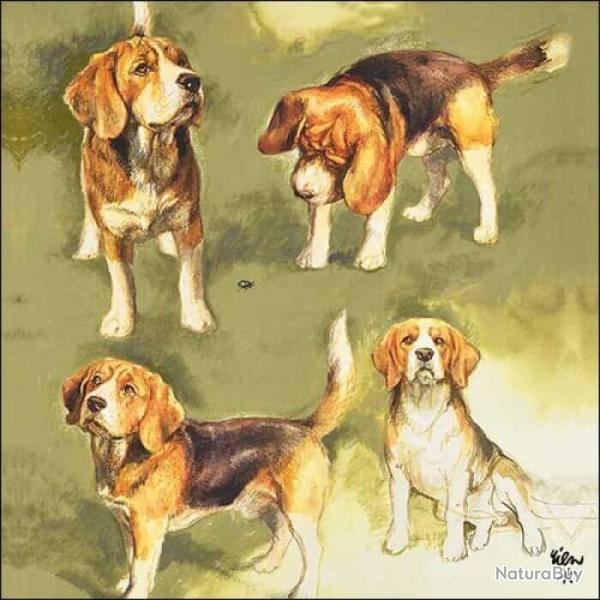 Lot de 20 serviettes en papier chien Beagles LOVERGREEN