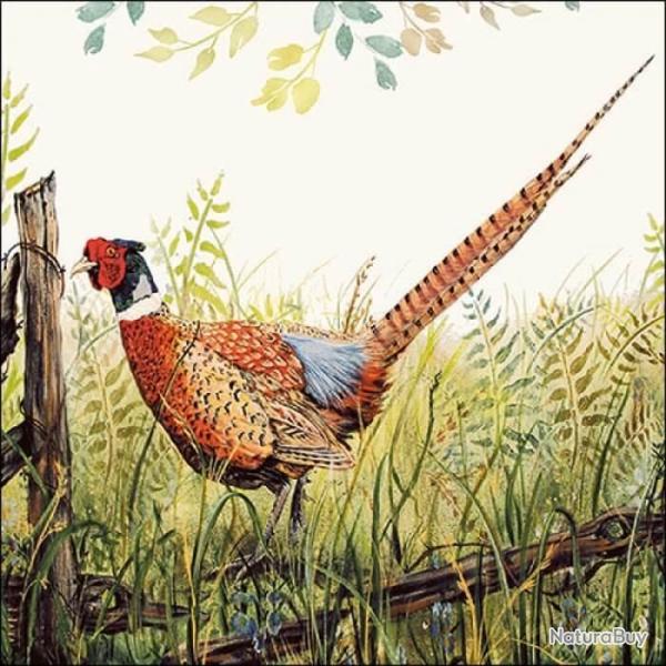 Lot de 20 serviettes en papier Faisan LOVERGREEN