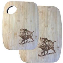 Set de 2 Planches &agrave; d&eacute;couper en bois motif Sanglier LOVERGREEN