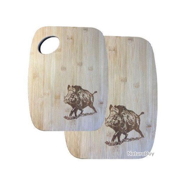 Set de 2 Planches � d�couper en bois motif Sanglier LOVERGREEN
