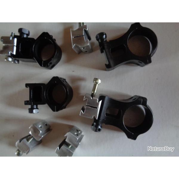 Support de lunette et convertisseur 22/11mm.  Supports en acier de 25,4 et 30mm