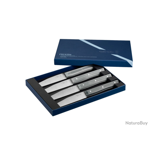 Coffret 4 couteaux de table Opinel Facette Ardoise micro-dente