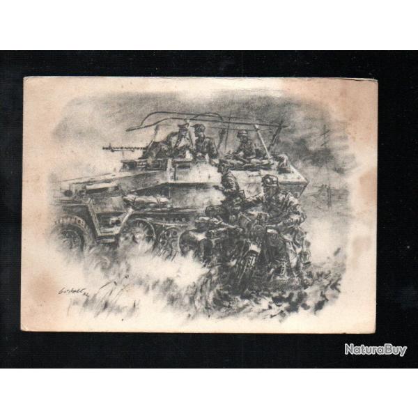 semi-chenill germanique , troupes d'assaut, grenadiers-blinds 2 cartes illustrateur