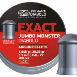 Bo&icirc;te de 200 plombs JSB Diabolo Jumbo Exact Monster - Cal. 5.52 Defau