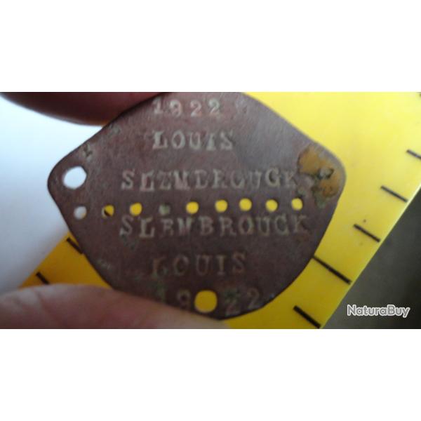 Plaque matricule soldat de Lille (59 )