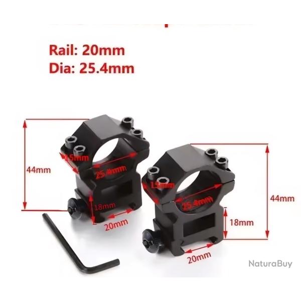 Colliers de montage diamtre 25.4mm-rail Weaver ou Picatinny-haut 18mm #1
