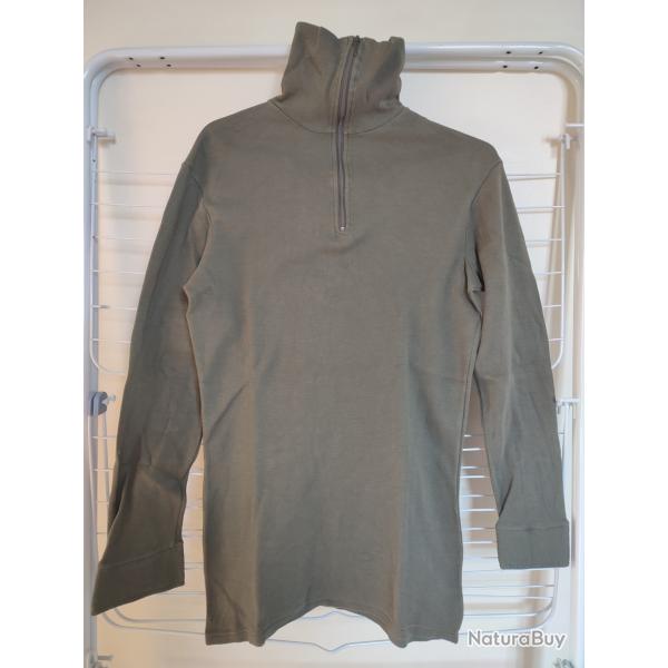 Sous-Pull Militaire Vintage Col Chemine - Moutier 1976 - Taille 88PM - Vert Arme