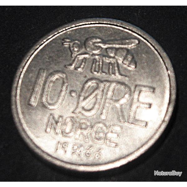 Norvege, pi�ce de 10 ore 1966 (abeille) ttb