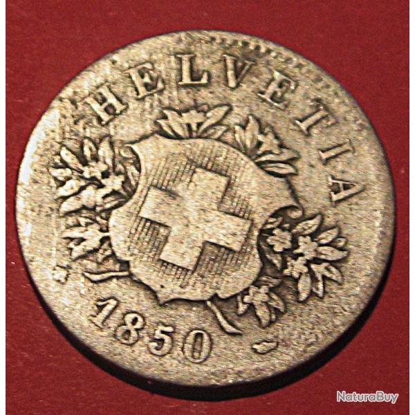 Suisse , piece de 20 rappen 1850 (billon) tb+