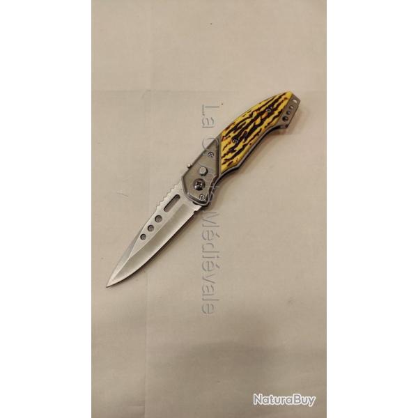 COUTEAU AUTO PLATINES BOIS fa�on corne19,5cm/