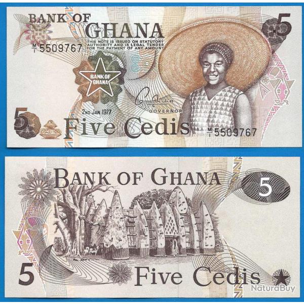 Ghana 5 Cedis 1977 Billet Afrique