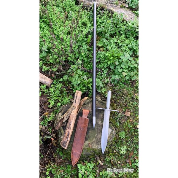 �pieux de grande chasse d'artisan / manche fibre de carbone / lame acier carbone