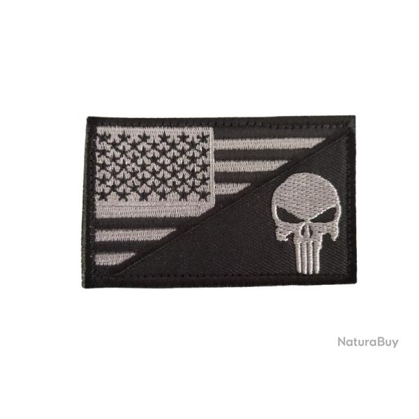 Patch/Ecusson - Punisher - Gris/USA - velcro - Livraison gratuite