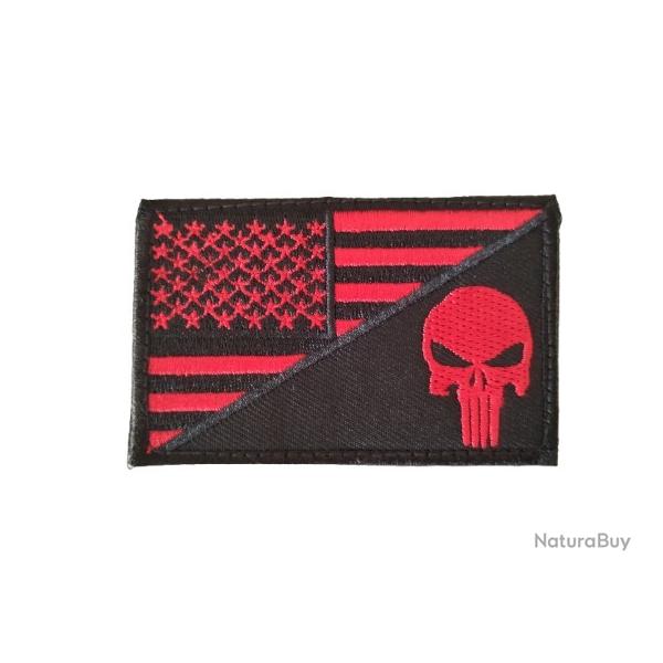 Patch/Ecusson - Punisher - Rouge/USA - velcro - Livraison gratuite
