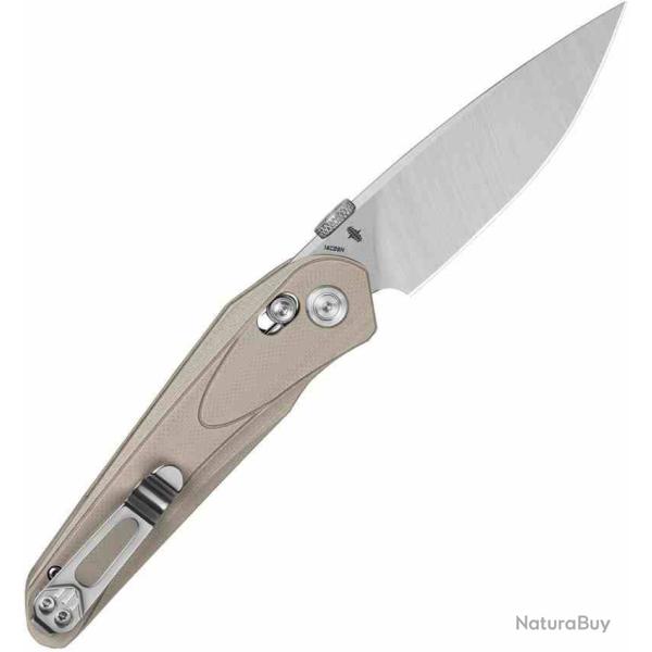 Couteau Pliant Bestech Mothus Tan Lame Acier 14C28N Drop Point Manche G10 Tan Bar Lock BTKG67B