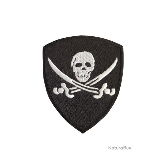 Patch Ecusson - Pirate - Noir - velcro - Livraison gratuite