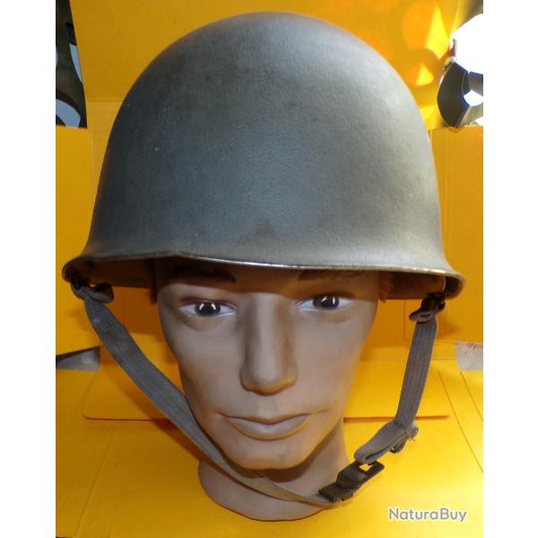 CASQUE MILITAIRE LOURD MODELE 1951  DE L'ARMEE FRANCAISE  , FABRICATION FRANCAISE DE 1959 PAR CARPEN