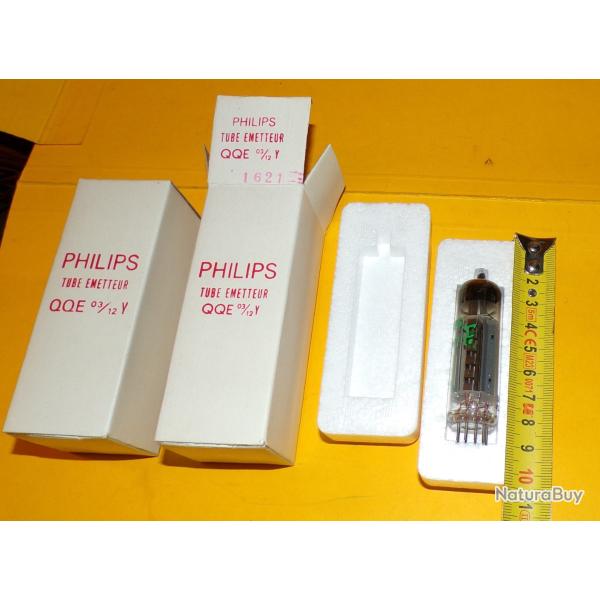 LOT DE 2 LAMPES TUBES RADIO MILITAIRE , PHILIPS TUBE EMETTEUR QQE 03/12 Y  ,NOS AND NIB TUBES , RAD