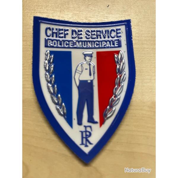 Police Municipale /Chef de service/patch ecusson Plastifi