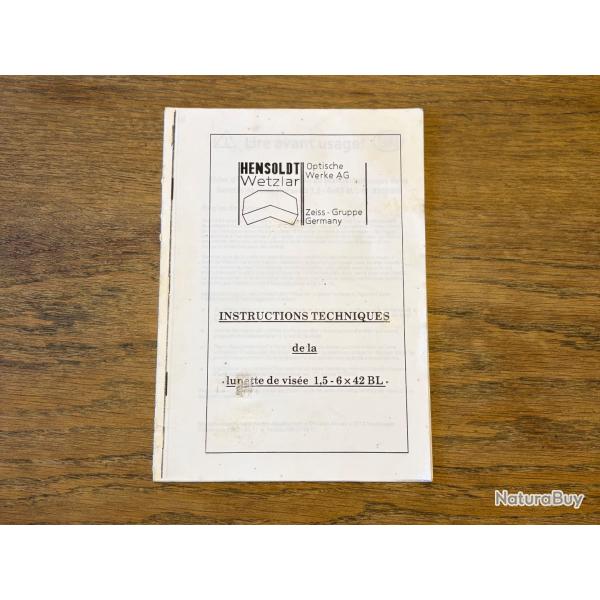Mode d'emploi hensodt 1,5-6x42 BL