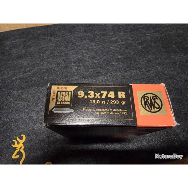 Rws 9,3x74R 19.0 g 293 grains boite de 20 cartouches