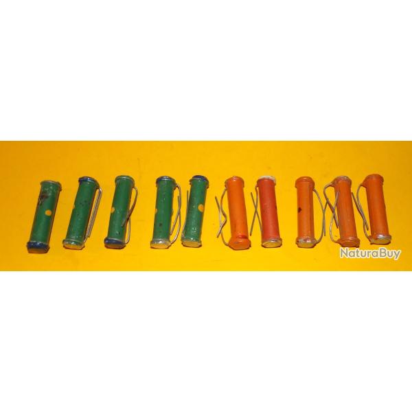 RADIO : LOT DE 10 RESISTANCES CARBONNES POUR RADIO ANCIENNE , 5 VERT 560 K HOM ET 5 ROUGE 330 OMEGA