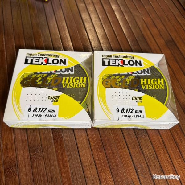 LOT DESTOCKAGE P�CHE 2 BOBINES Nylon Teklon Gold Advanced High Vision - 150M, 0,172 mm 3,1 KG