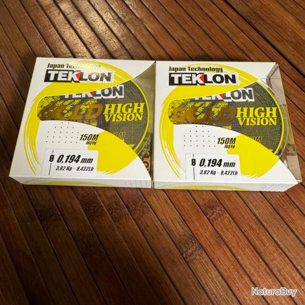 LOT DESTOCKAGE P�CHE 2 BOBINES Nylon Teklon Gold Advanced High Vision - 150M, 0,194 mm 3,82KG