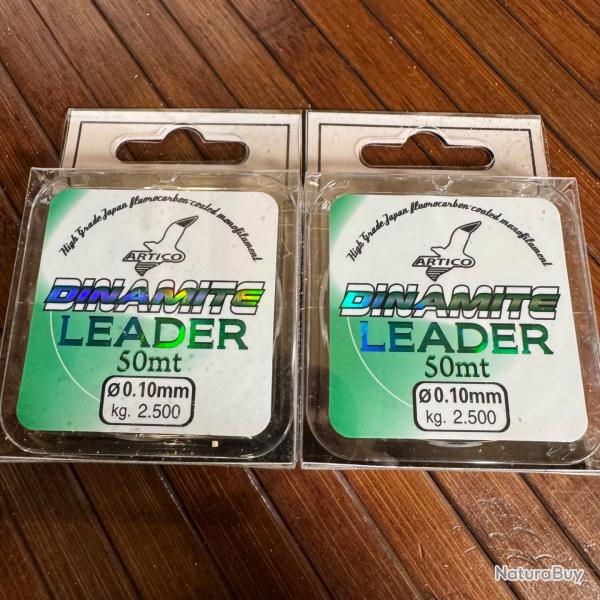 LOT DE DEUX FIL PCHE Artico DINAMITE LEADER - 50mtr - 0,10 mm- 2,5 kg