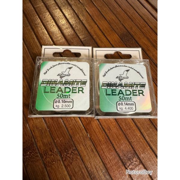 LOT DE DEUX FIL PCHE Artico DINAMITE LEADER - 50mtr - 0,10 mm et 0,14 mm