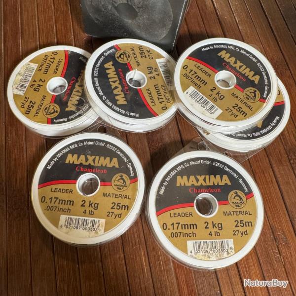 LOT DESTOCKAGE PCHE 6 BOBINES MAXIMA CHAMELEON 25 m - 0,17 mm - 2 kg