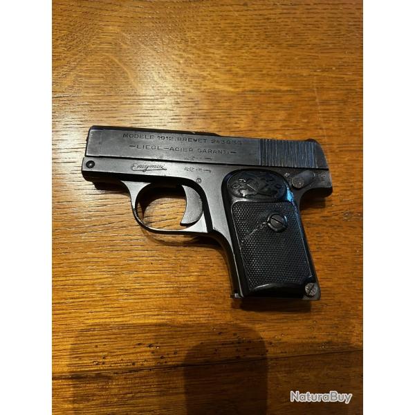 PISTOLET SEMI-AUTOMATIQUE CHARLES CLEMENT MODEL 1912 CALIBRE 6.5 (25acp) OCCASION