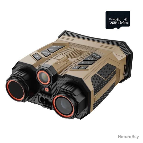 Jumelles de Vision Nocturne Infrarouge DV99 4K UHD 48MP T�l�m�tre Wi-Fi Boussole Digitale 64G Kaki