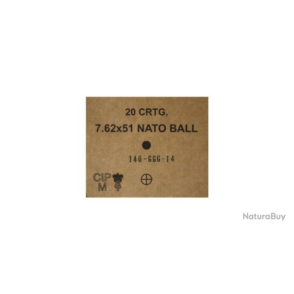 308 WIN FMJ 147 GR GGG Lot de 5 boites de 20 munitions