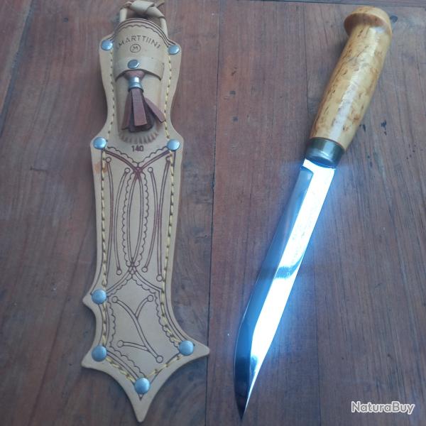 Grand Couteau PUUKKO FINLANDAIS J.MARTTIINI avec Fourreau en cuir Manche en Bois