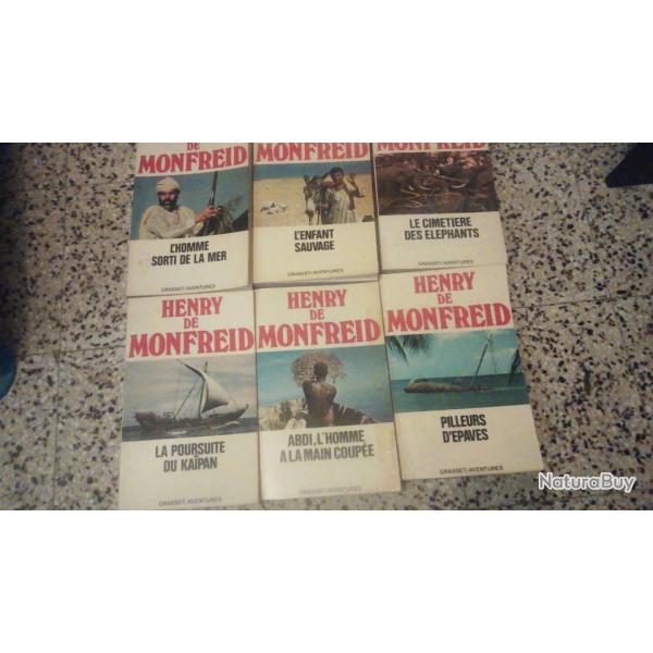 HENRY DE MONFREID  lot de 6 livres  collection Grasset Aventure