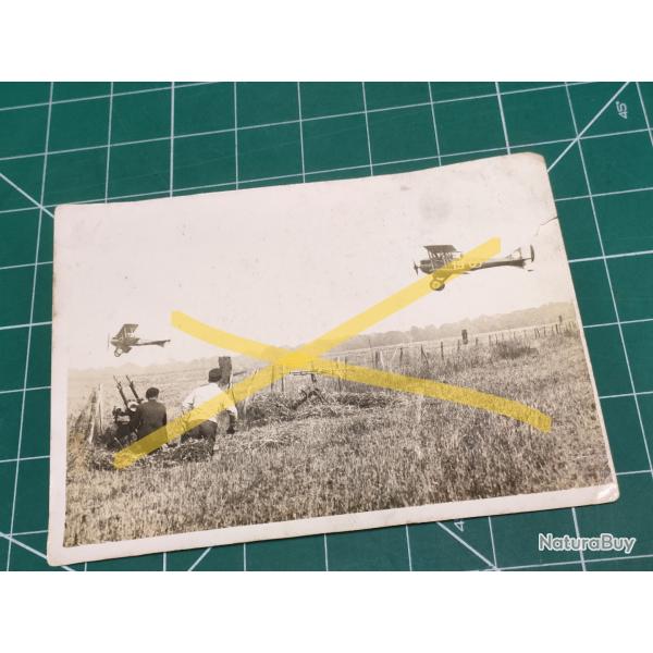 DEUX BIPLANS EN VOL PHOTO MEURISSE TIRAGE ARGENTIQUE IVRY LA BATAILLE
