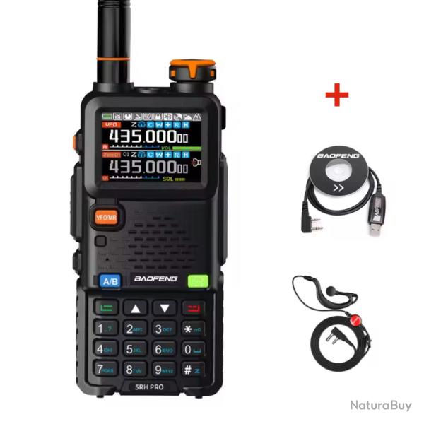Baofeng UV-5RH Pro GPS - Talkie-Walkie Bi-Bande 640 Canaux, 10W, Radio Bidirectionnelle Chasse Rando
