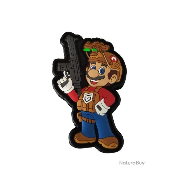Patch - Mario soldat - PVC - velcro - Livraison gratuite