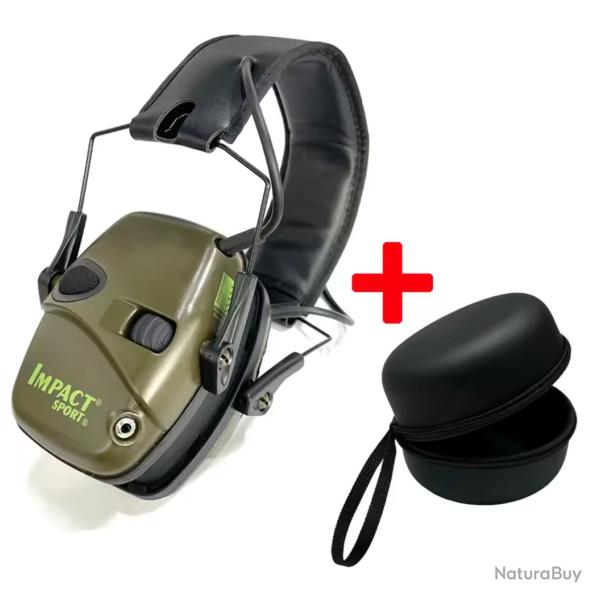 Casque anti-bruit lctronique IMPACT Vert avec son tui