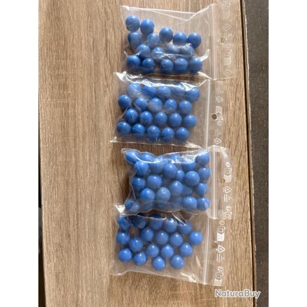Lot de 100 Billes de calibre .50 peinture bleue.