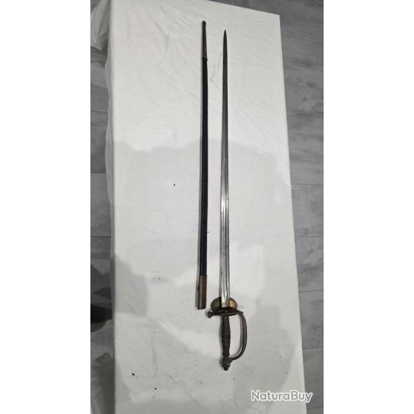 pe d'officier XIXe - garde articule  charnire - avec fourreau d'origine
